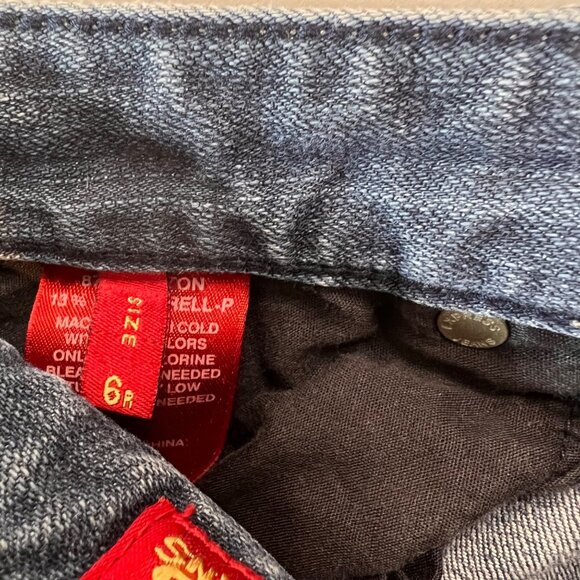 Express MIA Womens Ultra Skinny‎ Slightly Distressed Logo Blue Jeans Size 6 - Picture 7 of 8